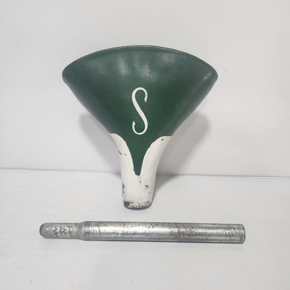 Vintage "S" Type Schwinn Green White Messenger Bicycle Seat Saddle & Post